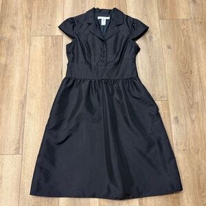 🌟EVAN PICONE🌟 TAFETTA FIT & FLARE CAP SLEEVE SHIRT COCKTAIL DRESS BLACK SZ 10